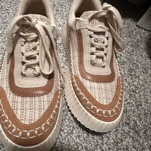 Dolce Vita Cream and Brown Women's Sneakers